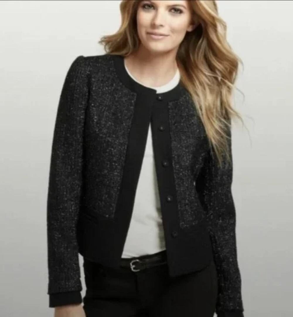 NWT Ann Taylor Women's Black Preppy Classic Business Wool Blazer Jacket Size 8